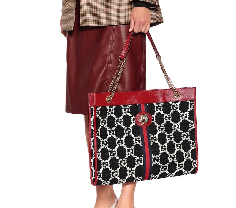 GUCCI LARGE RAJAH TWEED TOTE BAG