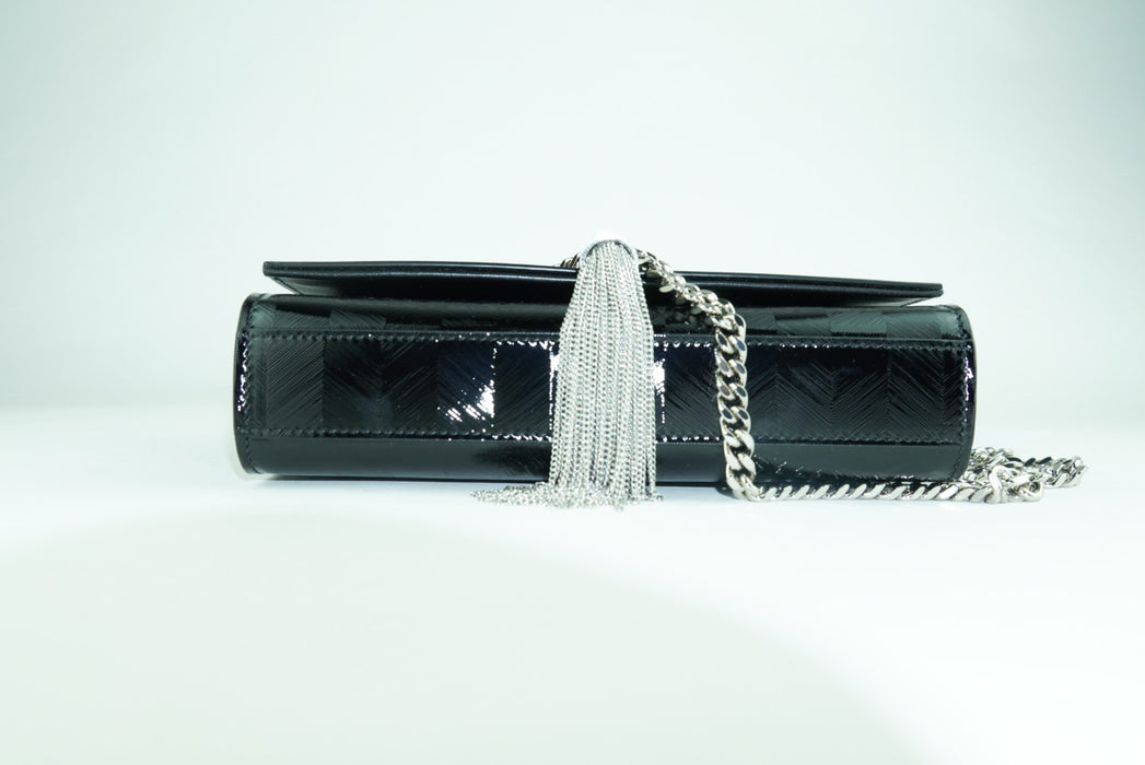 Saint Laurent Kate Small Stripe Patent Tassel bag