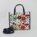GUCCI FLORA MEDIUM LEATHER TRIMMED PRINTED CANVAS TOTE