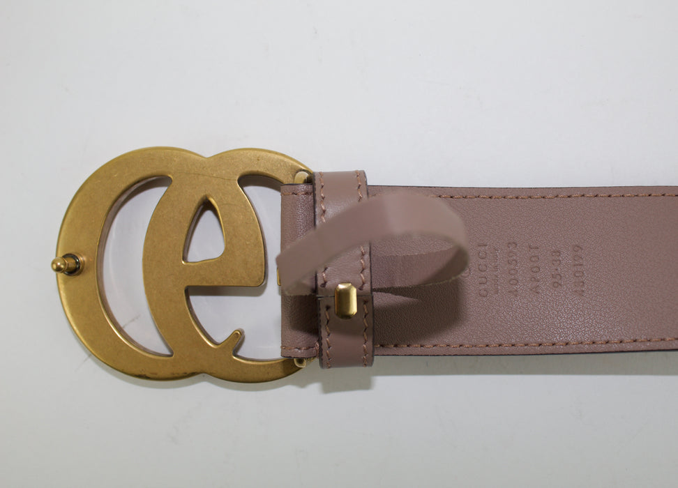 GUCCI LEATHER BELT WITH DOUBLE G BUCKLE SIZE 95/38
