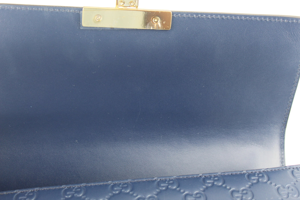 GUCCI NAVY GUCCISSIMA LEATHER PADLOCK SHOULDER BAG