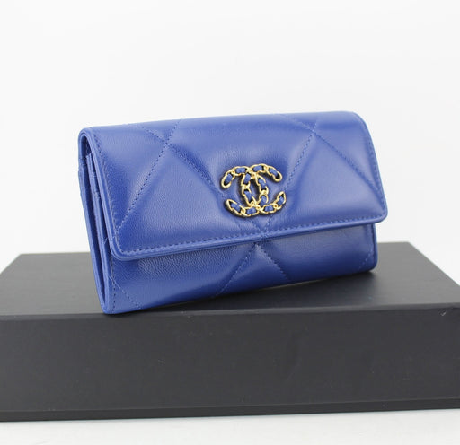 Chanel 19 Flap Blue Wallet