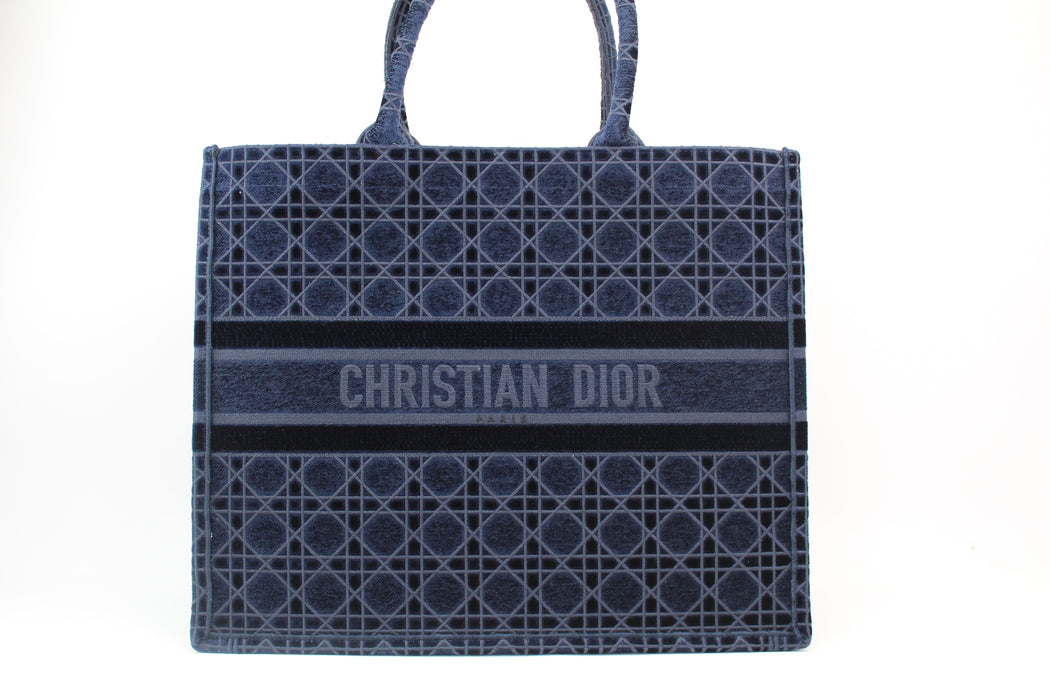 Dior Book tote Blue Cannage Embroidered Velvet