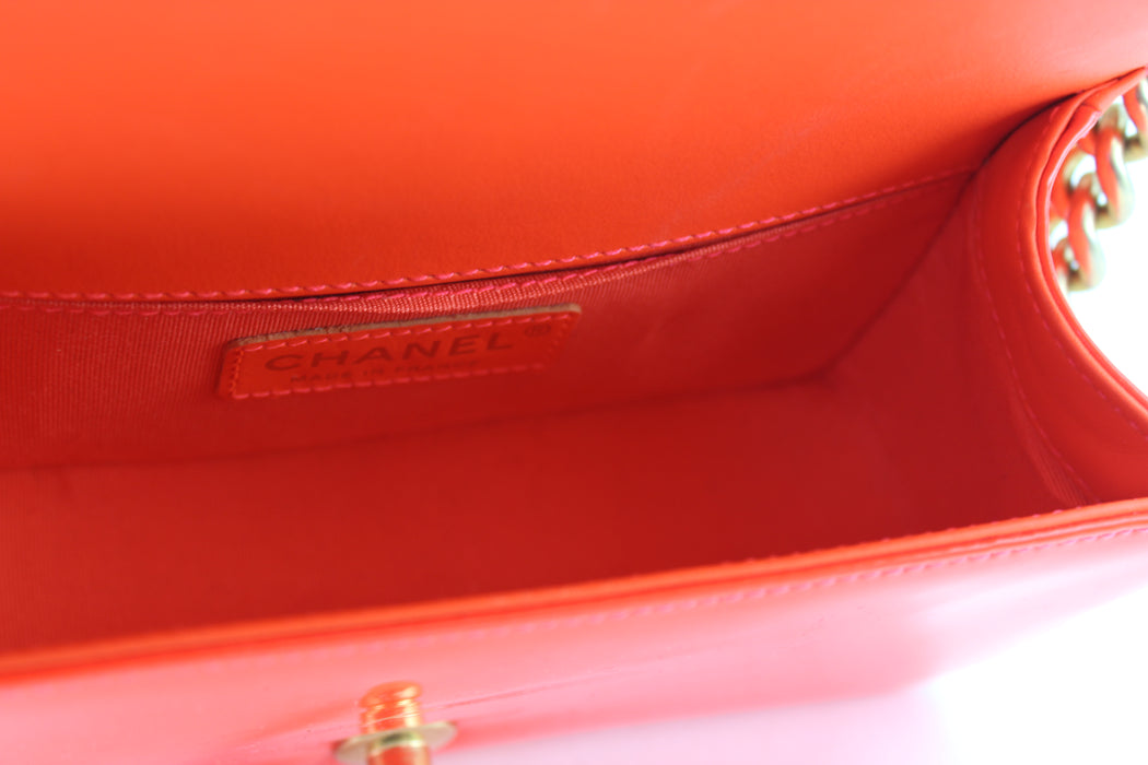 Chanel Patent Small Boy Bag Orange