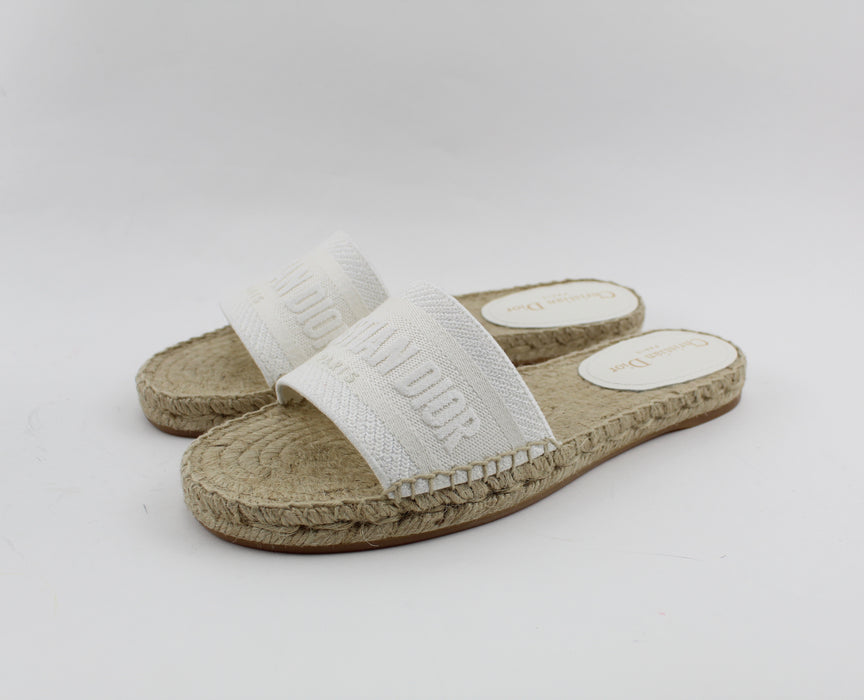 DIOR GRANVILLE OBLIQUE EMBROIDERED COTTON SLIDES - LuxurySnob