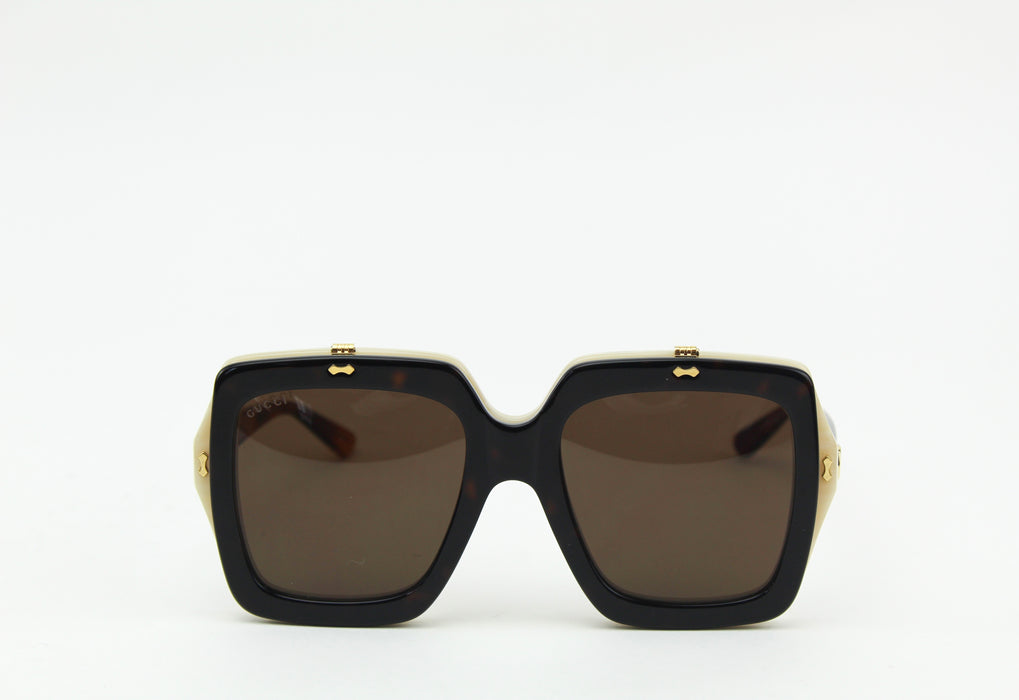 Gucci Flip Up Havana Beige Square Sunglasses