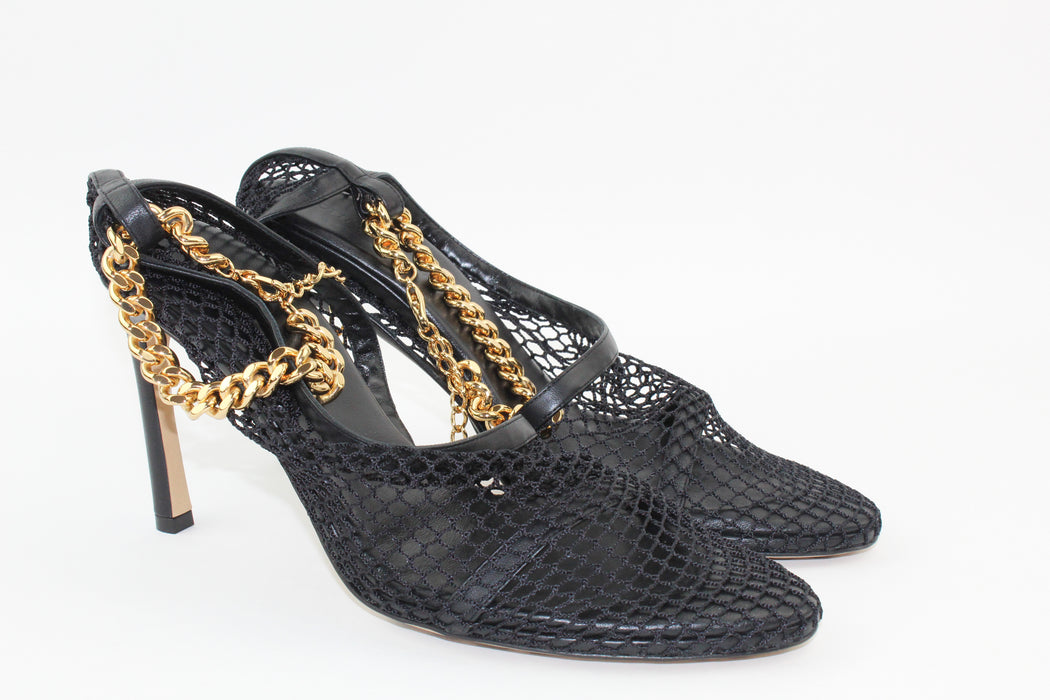 Bottega Veneta Chain-embellished Macramé and Leather Pumps