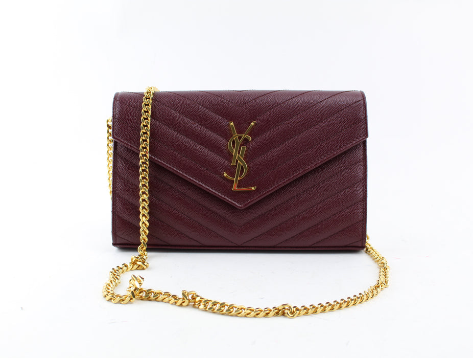 YSL MONOGRAM CHAIN BAG IN ROUGE LEGION - LuxurySnob