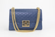 GUCCI NAVY GUCCISSIMA LEATHER PADLOCK SHOULDER BAG