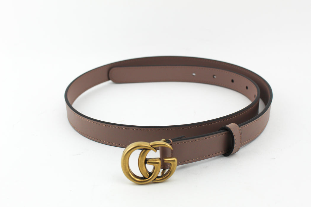 GUCCI LEATHER BELT WITH DOUBLE G BUCKLE NUDE