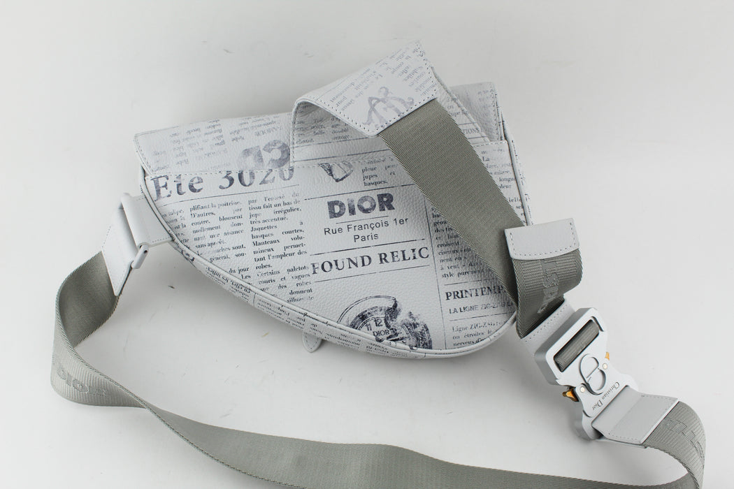 Christian Dior saddle bag White grained calfskin with dior and Daniel Arsham print