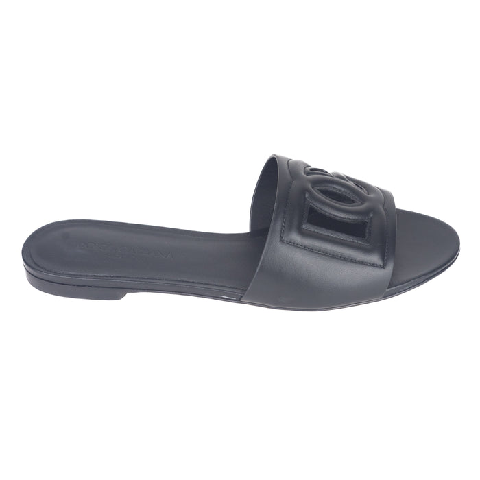 Dolce and Gabbana Calfskin slides with DG Millennials logo