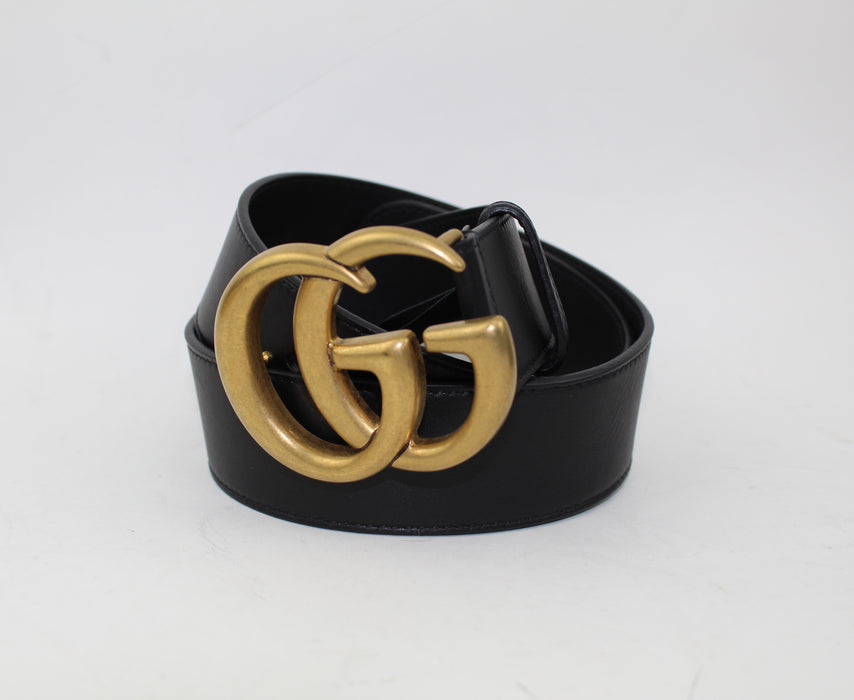 GUCCI LEATHER BELT WITH DOUBLE G BUCKLE - LuxurySnob