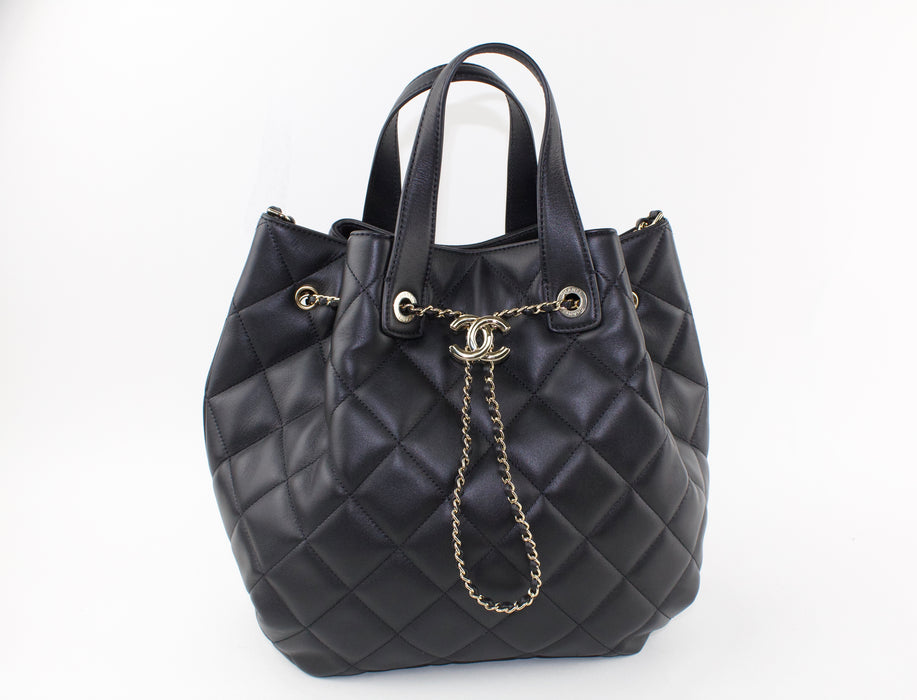 CHANEL LAMBSKIN DRAWSTRING BAG