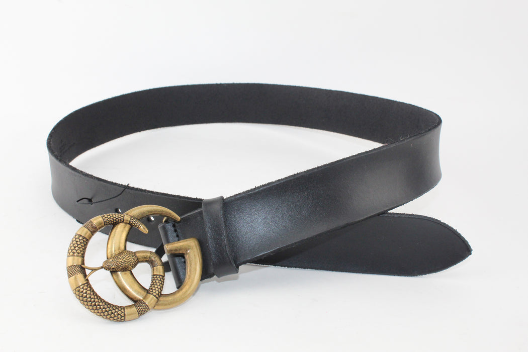 Gucci Double G Leather belt with snake