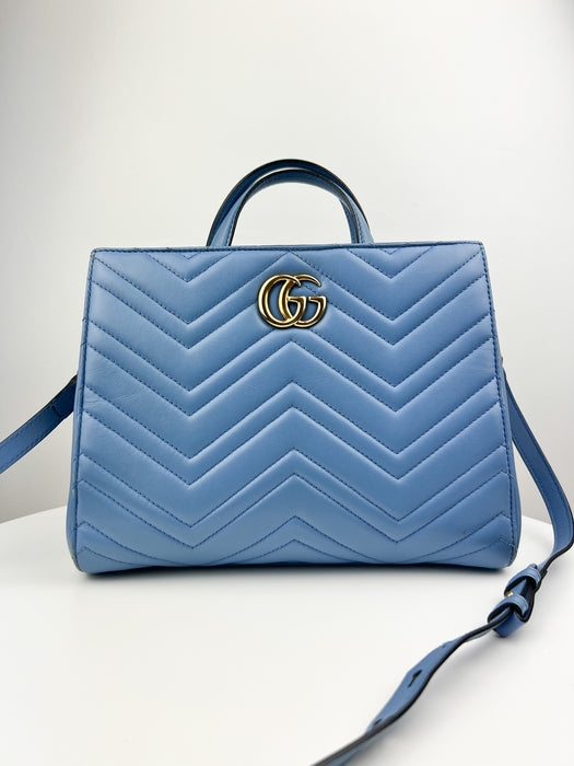 GG Marmont Medium Matelasse Bag in Blue