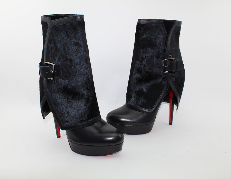 CHRISTIAN LOUBOUTIN BLACK ARMONY 140MM BOOTS SIZE 39.5 