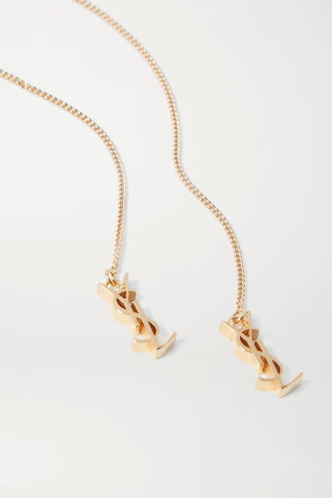 Saint Laurent Opyum Ysl Long Threader Earrings in Metal