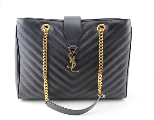 Saint Laurent Cassandra Matelasse Shopper Black Leather Tote