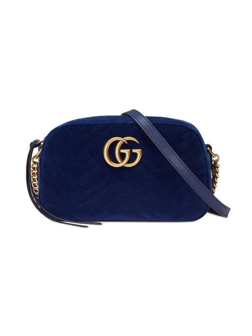 Gucci GG Marmont Velvet Camera Bag Blue
