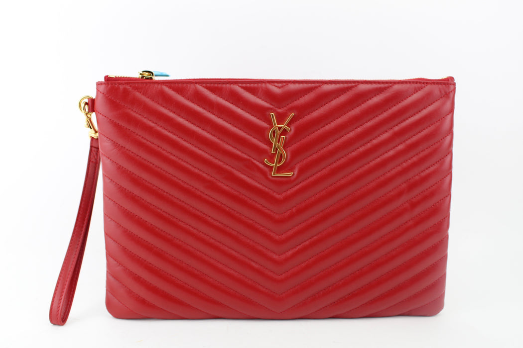 Saint Laurent Monogram Wristlet in Matalasse Leather