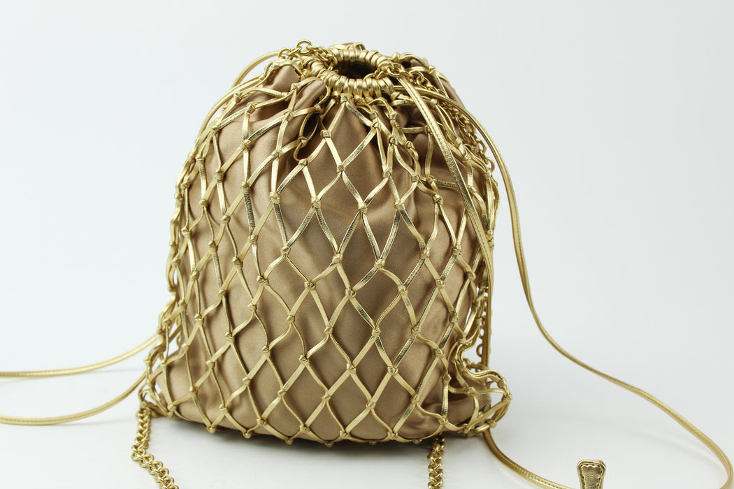 Prada Fabric Mesh Bag Gold