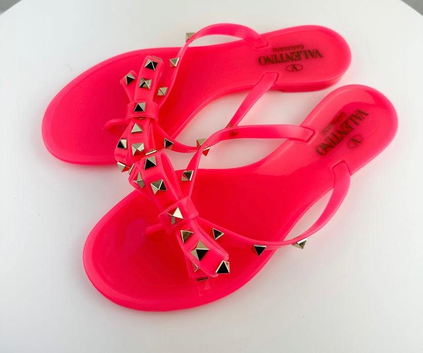 Valentino Rockstud PVC Sandals Pink