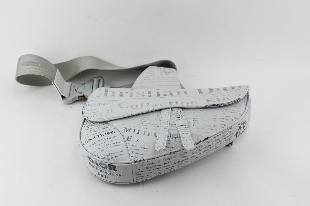 Christian Dior saddle bag White grained calfskin with dior and Daniel Arsham print