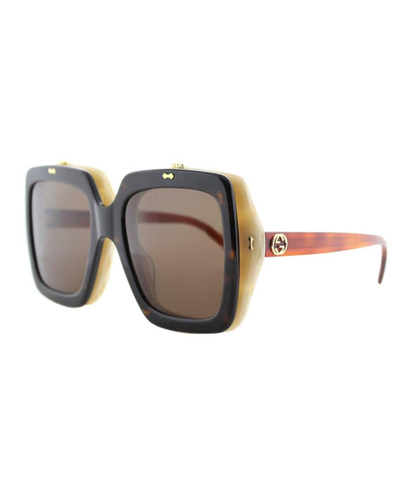 Gucci Flip Up Havana Beige Square Sunglasses