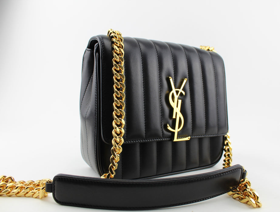 SAINT LAURENT VICKY MEDIUM QUILTED LEATHER SHOULDER BAG