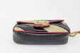 Gucci Calfskin Striped Matelasse Super Mini GG Marmont Black Beige