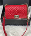 CHANEL MEDIUM CAVIAR BOY BAG IN RED - LuxurySnob