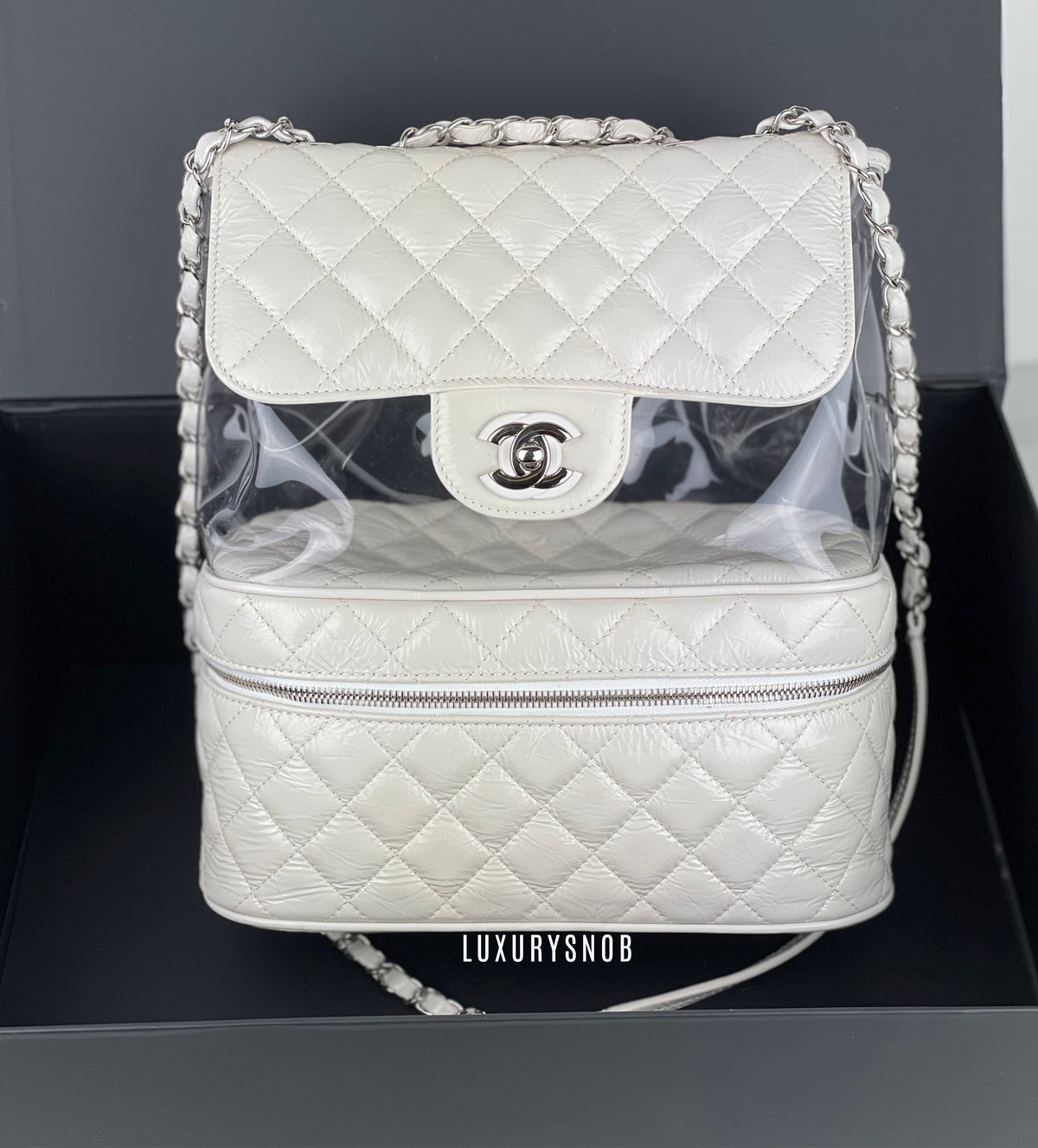 Chanel transparent backpack hot sale
