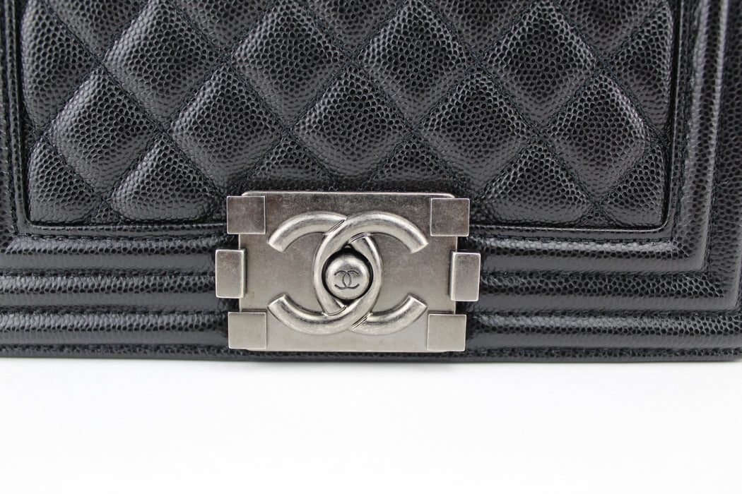 CHANEL SMALL CAVIAR BOY BAG BLACK