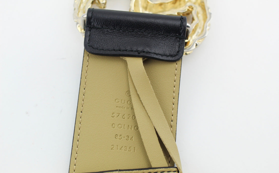 GUCCI GG AZALE BELT BEIGE AND BLACK