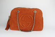 GUCCI ORANGE SOHO NUBUCK LEATHER CHAIN SHOULDER BAG