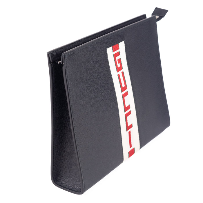 Gucci Logo Stripe Leather Pouch