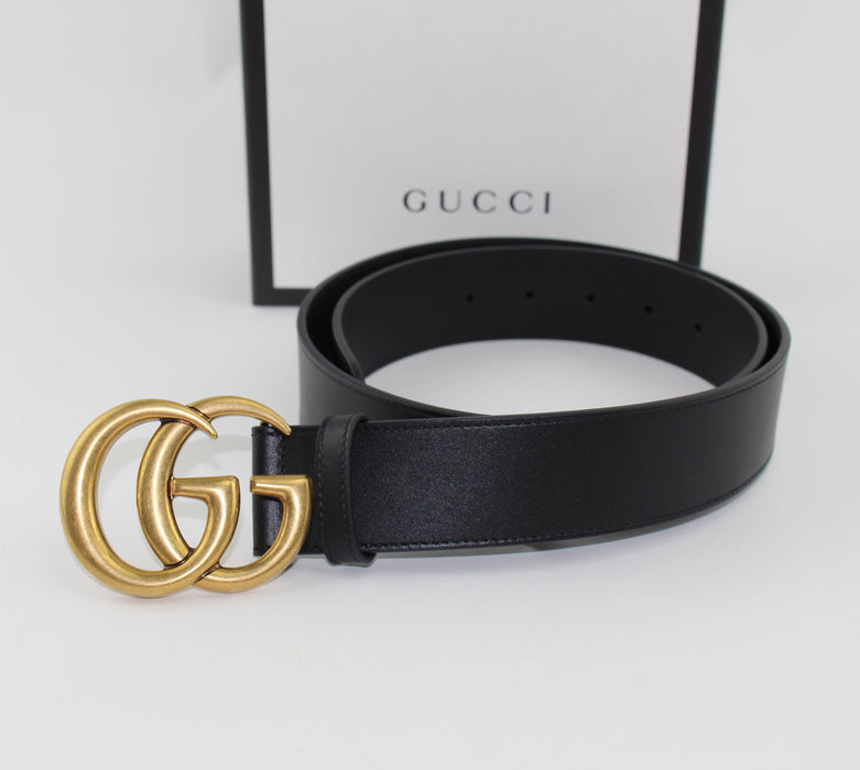 GUCCI LEATHER BELT WITH DOUBLE G BUCKLE - LuxurySnob