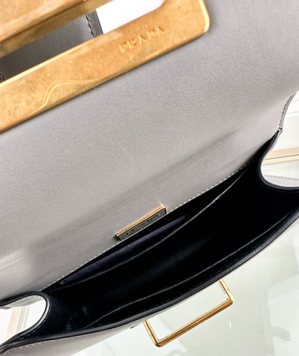 Prada Cahier Shoulder Bag Grey