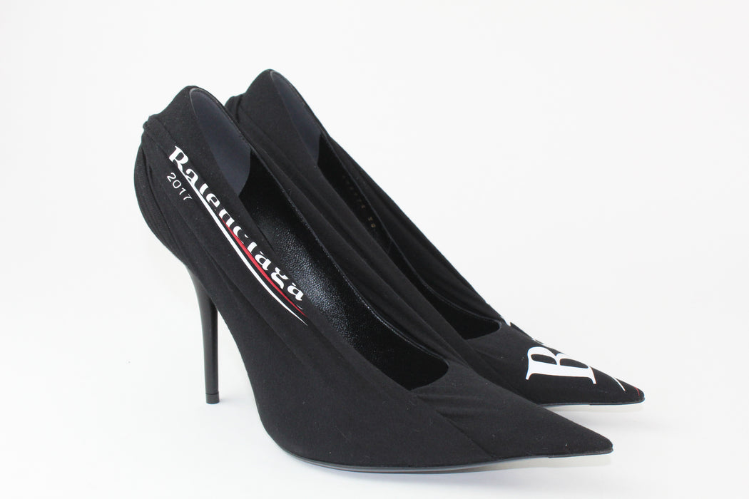 Balenciaga black campaign logo knife heels