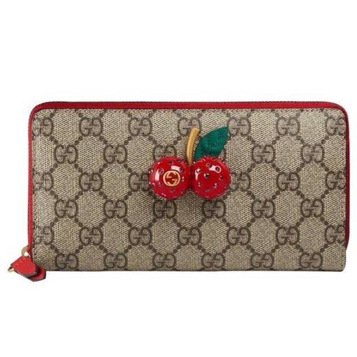 Gucci Gg Supreme Zip Around with Cherries Wallet