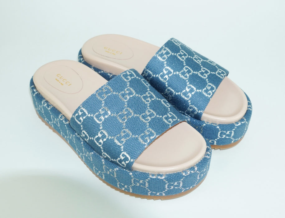 Gucci Platform Slide Sandals in Canvas