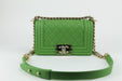 CHANEL SMALL LAMBSKIN BOY BAG GREEN. 