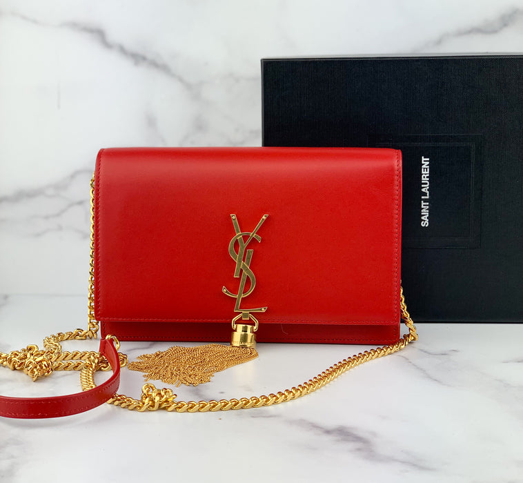 Saint Laurent Monogram Kate Tassel Chain Bag Red