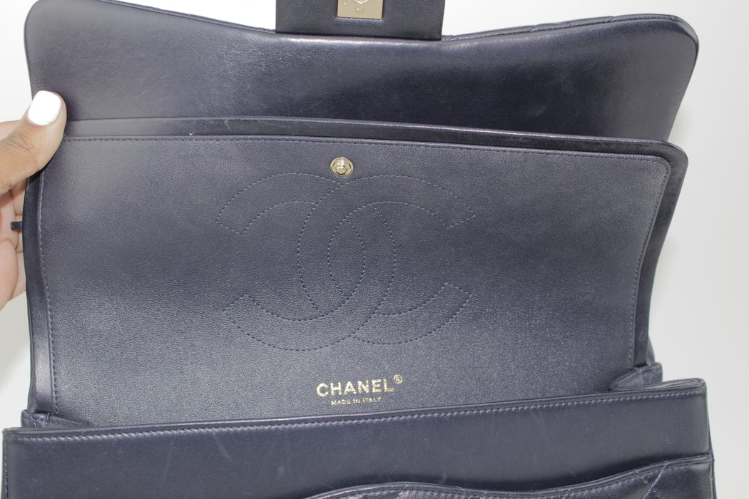 CHANEL LAMBSKIN QUILTED JUMBO DOUBLE FLAP BAG