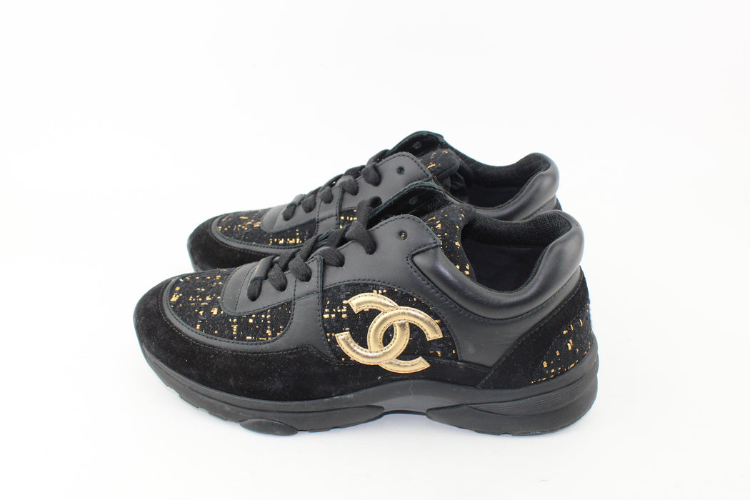 Chanel Cross Trainers black and Gold