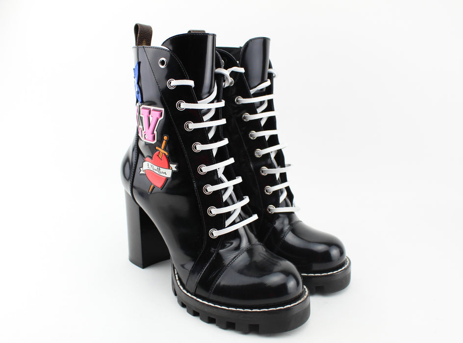 LOUIS VUITTON BLACK HEART ANKLE BOOTS