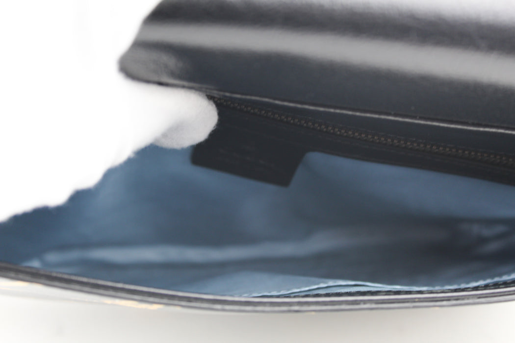 Gucci Black/White Leather Thiara Medium Double Shoulder Bag