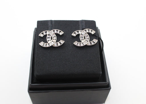 Chanel CC Silver  and Crystal Earrings