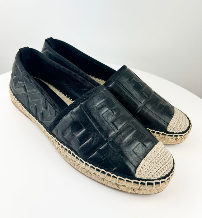 Fendi FF Logo Leather Espadrilles